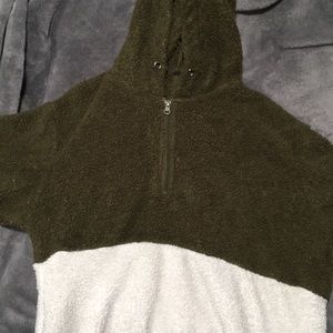 Half green Half white hoodie